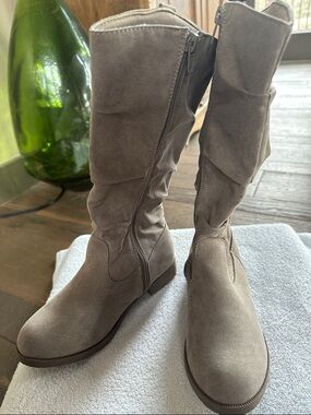 Crown Vintage Taupe Slouch Suede Kids' Mid-Calf Boots